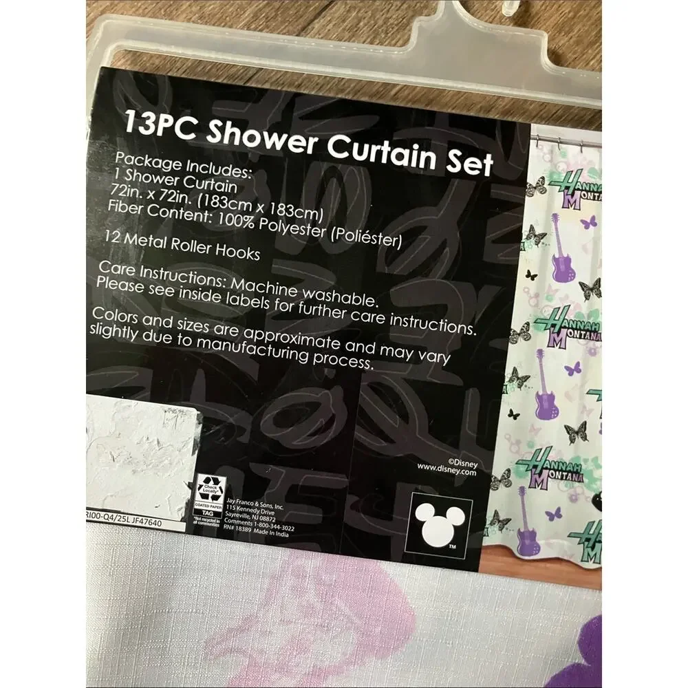 Disney Hannah Montana Shower Curtain Set - Teal, Black, White NWT